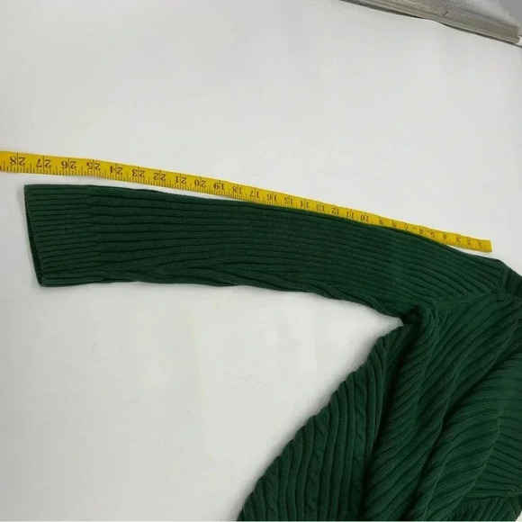 Tommy Hilfiger Mens Crest XL 1/4 Zip Cable Knit Sweater Cotton Hunter Green - Picture 9 of 9